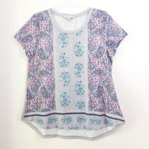 Luukse paisley high low t-shirt tunic top tee XL